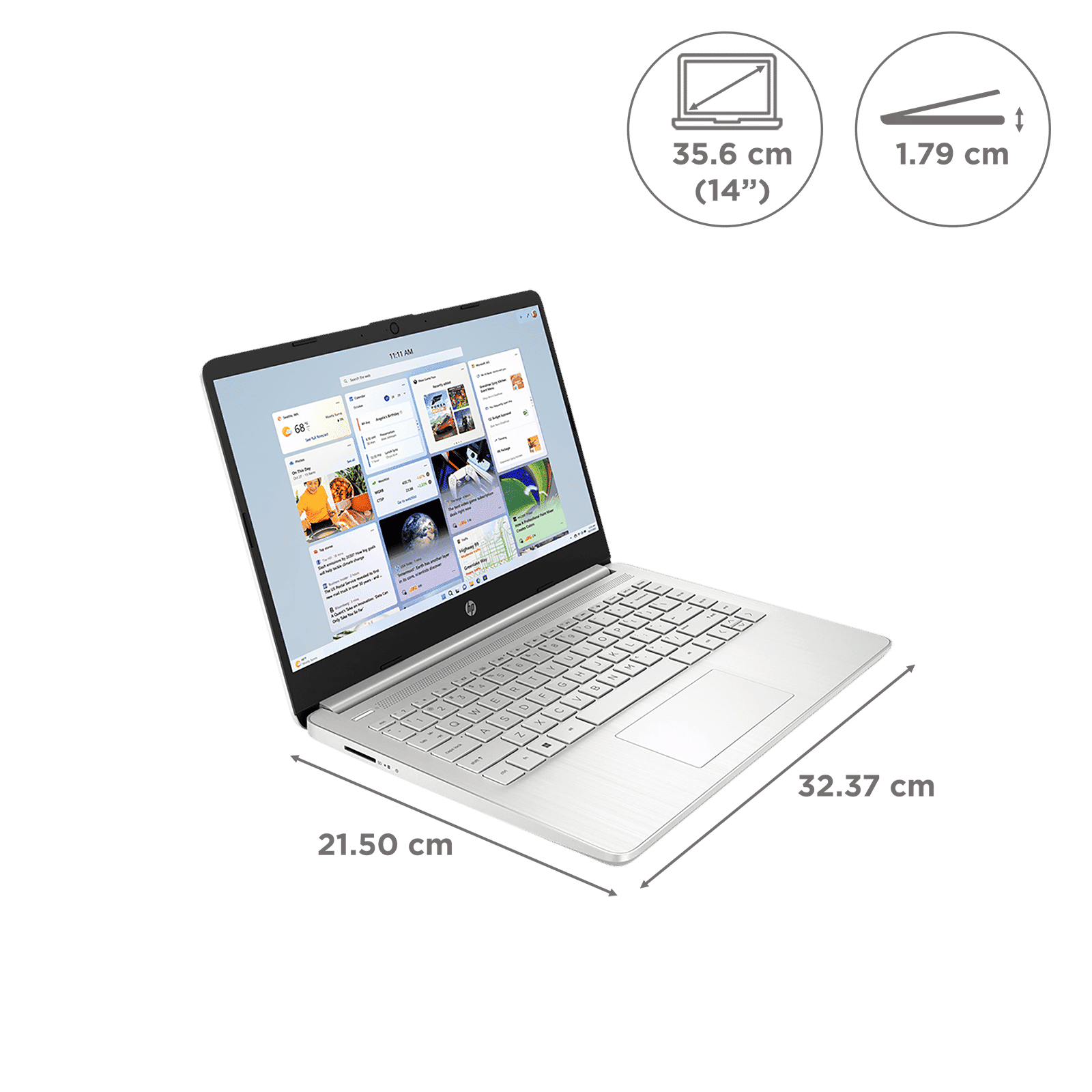 HP 14-ep0294TU Intel Core i3 13th Gen Laptop (8GB, 512GB SSD, Windows 11 Home, 14 inch Full HD Display, MS Office 2024, Natural Silver, 1.4 KG)