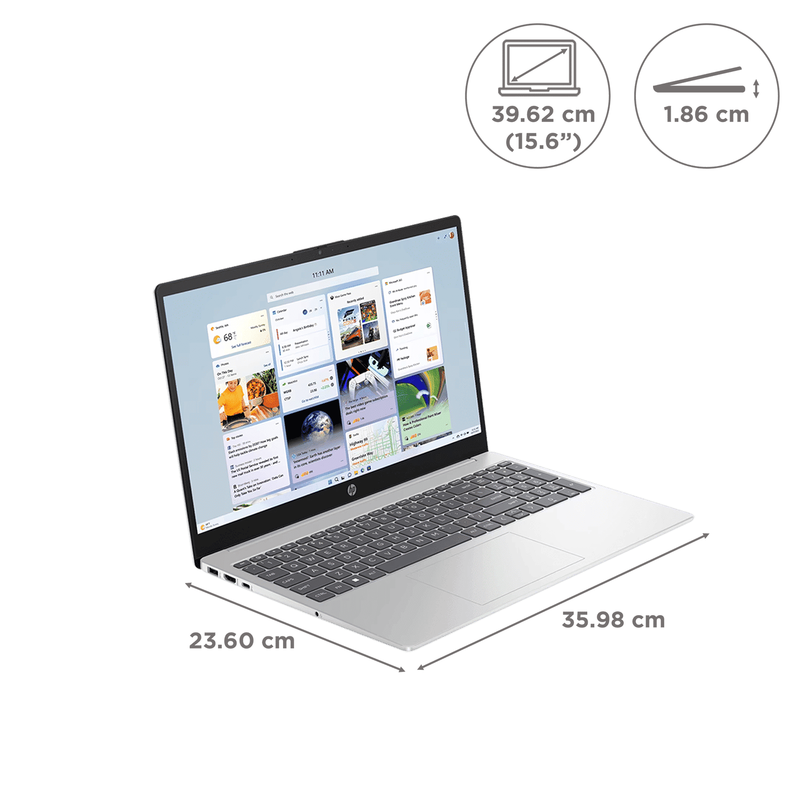 HP 15-fc0154AU AMD Ryzen 3 Thin & Light Laptop (8GB, 512GB SSD, Windows 11 Home, 15.6 inch Full HD Display, MS Office Home, Natural Silver, 1.59 KG)