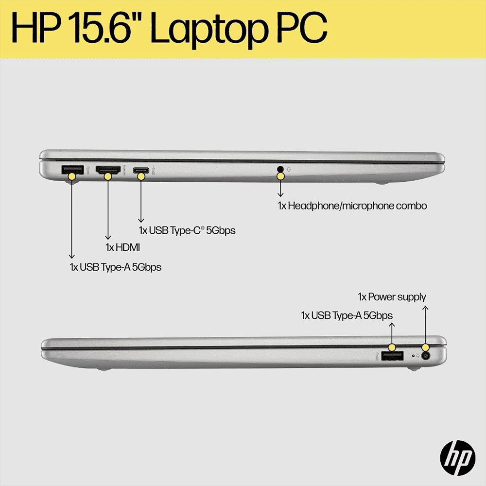 HP 15-fc0154AU AMD Ryzen 3 Thin & Light Laptop (8GB, 512GB SSD, Windows 11 Home, 15.6 inch Full HD Display, MS Office Home, Natural Silver, 1.59 KG)