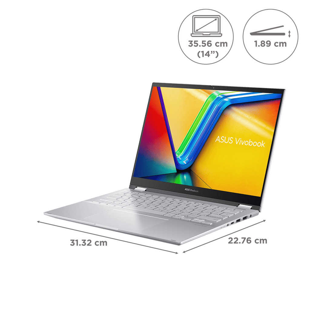 ASUS Vivobook S14 Flip TP3402VAO-LZ612WS Intel Core i5 13th Gen Touchscreen 2-in-1 Laptop (16GB, 512GB SSD, Windows 11 Home, 14 inch WUXGA IPS Display, MS Office Home 2024, Cool Silver, 1.50 KG)