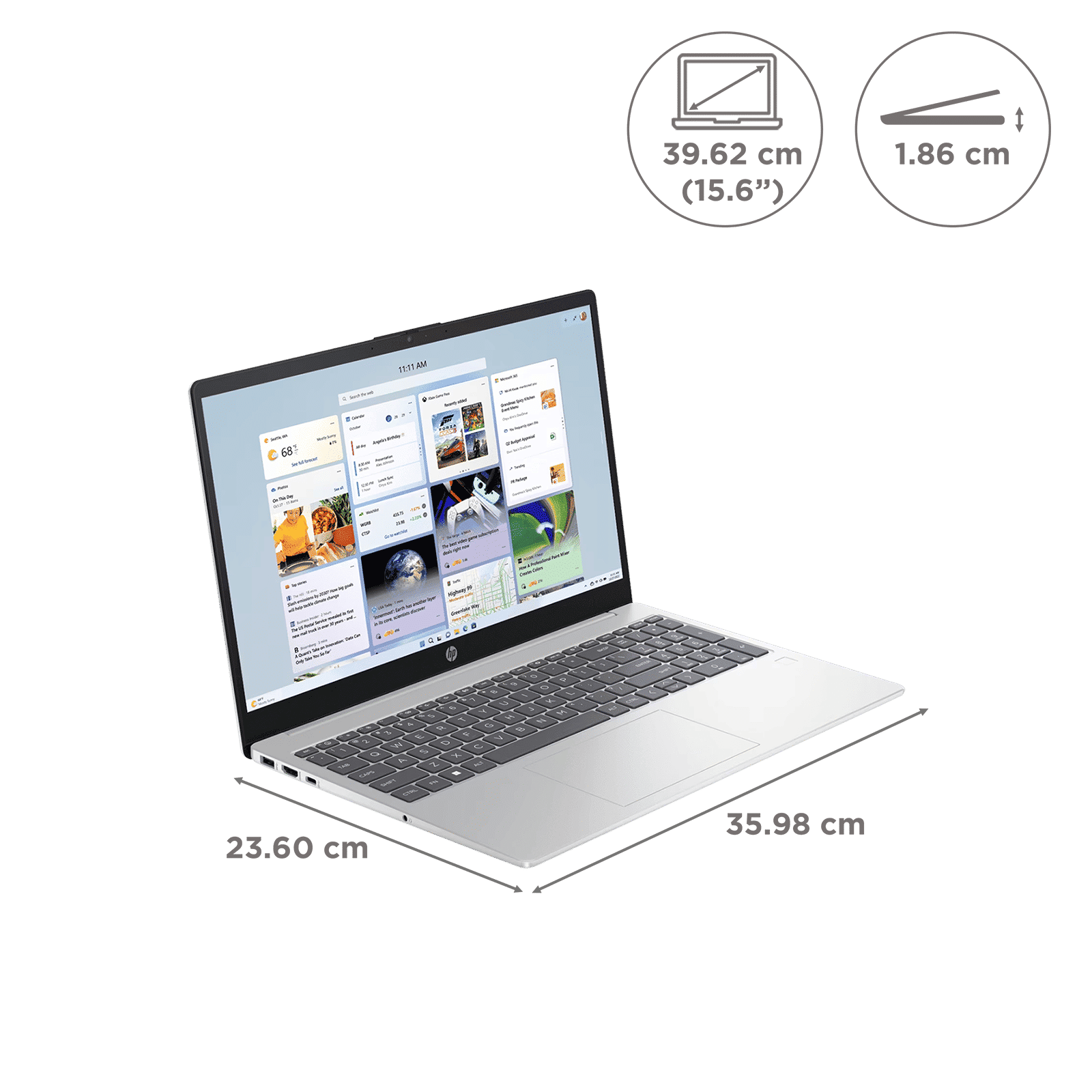 HP 15-hr1000TU Intel Core Ultra 5 Thin & Light Laptop (16GB, 512GB SSD, Windows 11 Home, 15.6 inch Full HD Display, Natural Silver, 1.65 KG)