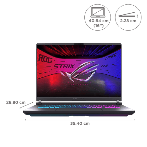 ASUS ROG Strix G16 G615LM-S5128WS Intel Core Ultra 9 Gaming Laptop (16GB, 1TB SSD, Windows 11 Home, 8GB Graphics, 16 inch 240 Hz 2.5K WQXGA IPS Display, NVIDIA GeForce RTX 5060, MS Office Home 2024, Eclipse Gray, 2.65 KG)
