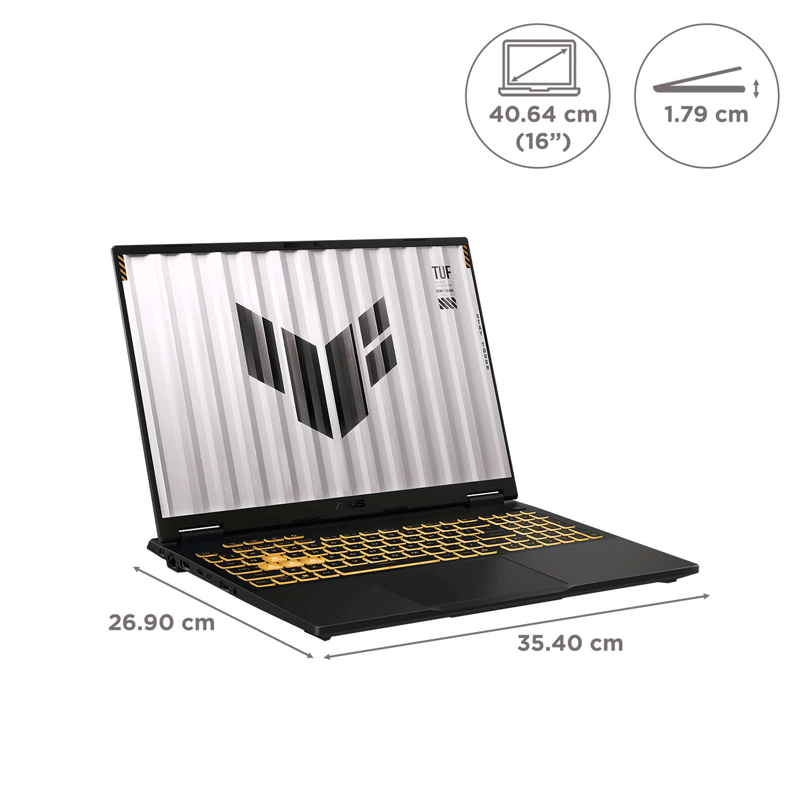 ASUS TUF F16 FX608JMR-RV049WS Intel Core i7 14th Generation Gaming Laptop (16GB, 1TB SSD, Windows 11 Home, 8GB Graphics, 16 inch 165 Hz Full HD IPS Display, NVIDIA GeForce RTX 5060, MS Office Home 2024, Jaeger Gray, 2.20 KG)