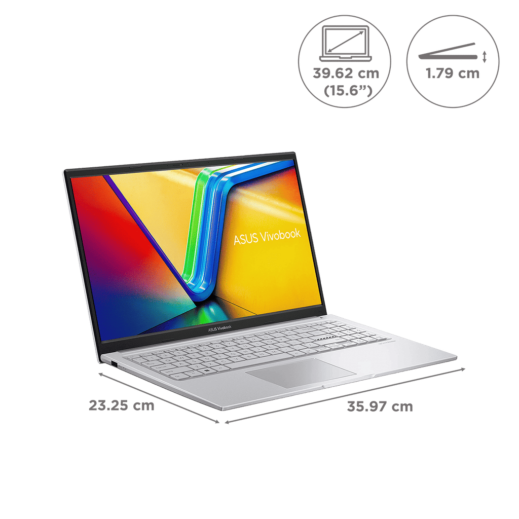 ASUS Vivobook 15 X1504VA-NJ3320WS Intel Core i3 13th Gen Thin & Light Laptop (8GB, 512GB SSD, Windows 11 Home, 15.6 inch Full HD Display, MS Office Home 2024, Cool Silver, 1.70 KG)