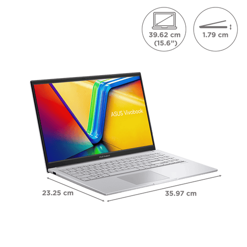 ASUS Vivobook 15 X1504VA-NJ3320WS Intel Core i3 13th Gen Thin & Light Laptop (8GB, 512GB SSD, Windows 11 Home, 15.6 inch Full HD Display, MS Office Home 2024, Cool Silver, 1.70 KG)