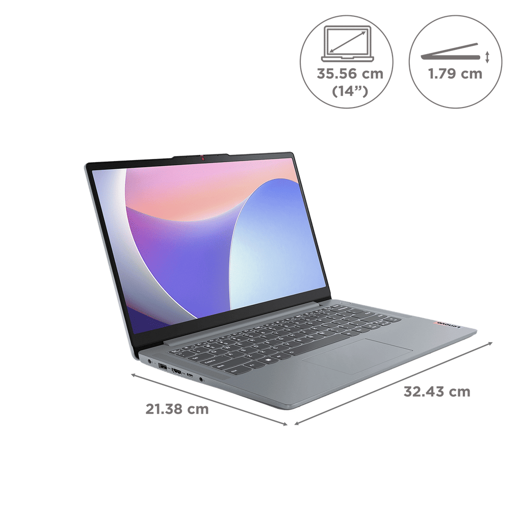 Lenovo IdeaPad Slim 3 14IRU8 Intel Core i3 13th Gen Thin & Light Laptop (8GB, 512GB SSD, Windows 11 Home, 14 inch Full HD Display, MS Office Home 2024, Arctic Grey, 1.37 KG)