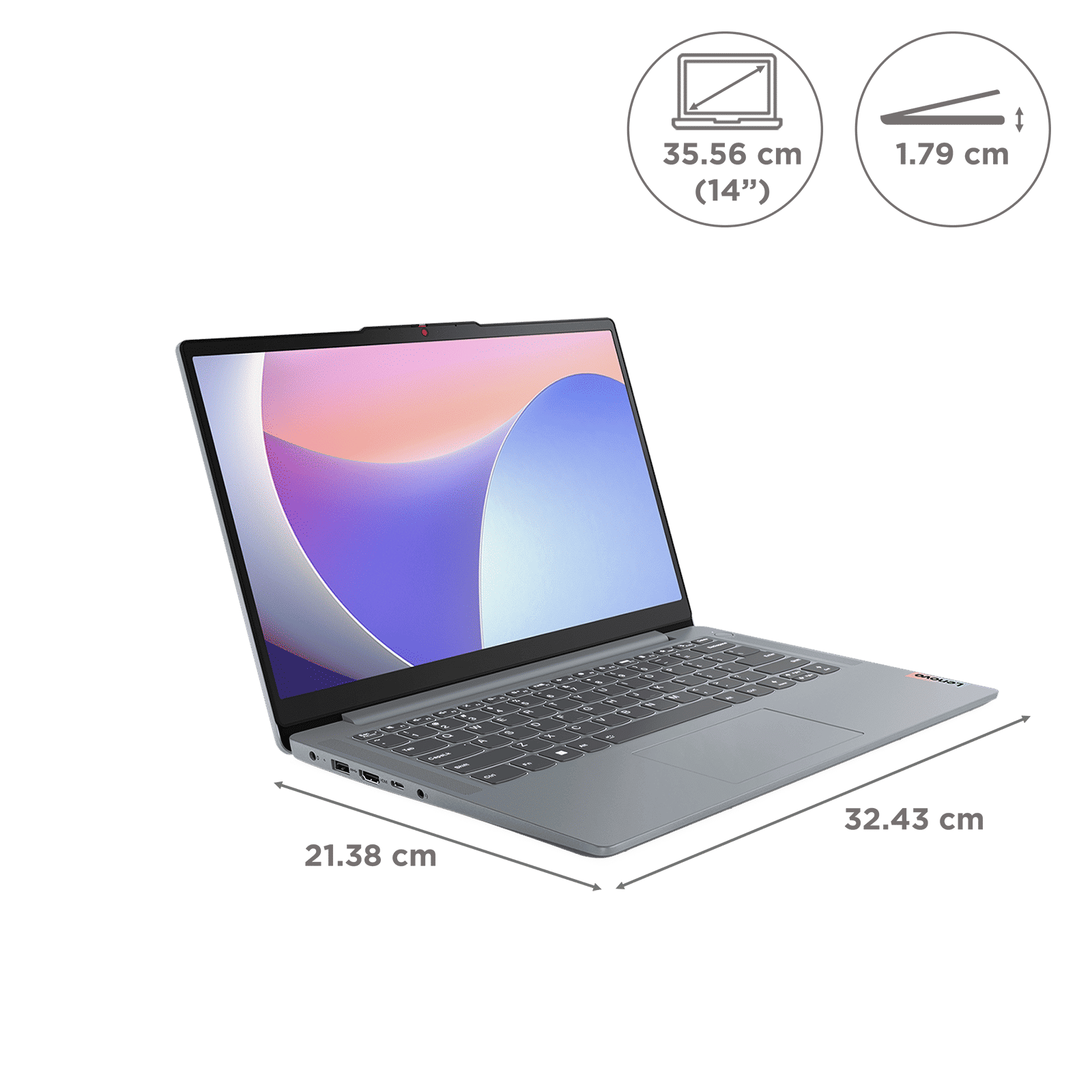 Lenovo IdeaPad Slim 3 14IRU8 Intel Core i3 13th Gen Thin & Light Laptop (8GB, 512GB SSD, Windows 11 Home, 14 inch Full HD Display, MS Office Home 2024, Arctic Grey, 1.37 KG)