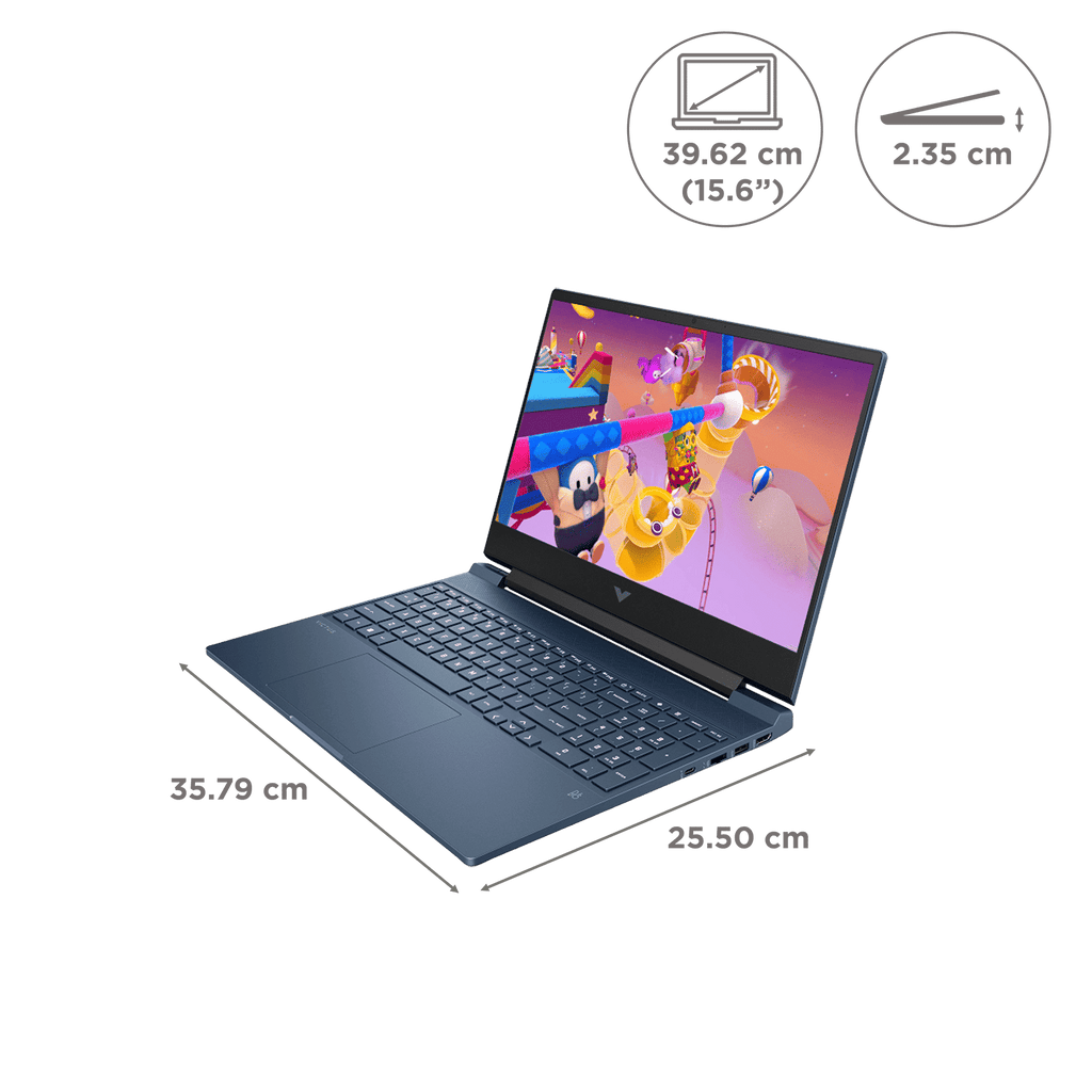 HP Victus 15-fb3124AX AMD Ryzen 7 Gaming Laptop (16GB, 512GB SSD, Windows 11 Home, 6GB Graphics, 15.6 inch 144 Hz Full HD Display, NVIDIA GeForce RTX 4050, MS Office Home 2024, Performance Blue, 2.29 KG)