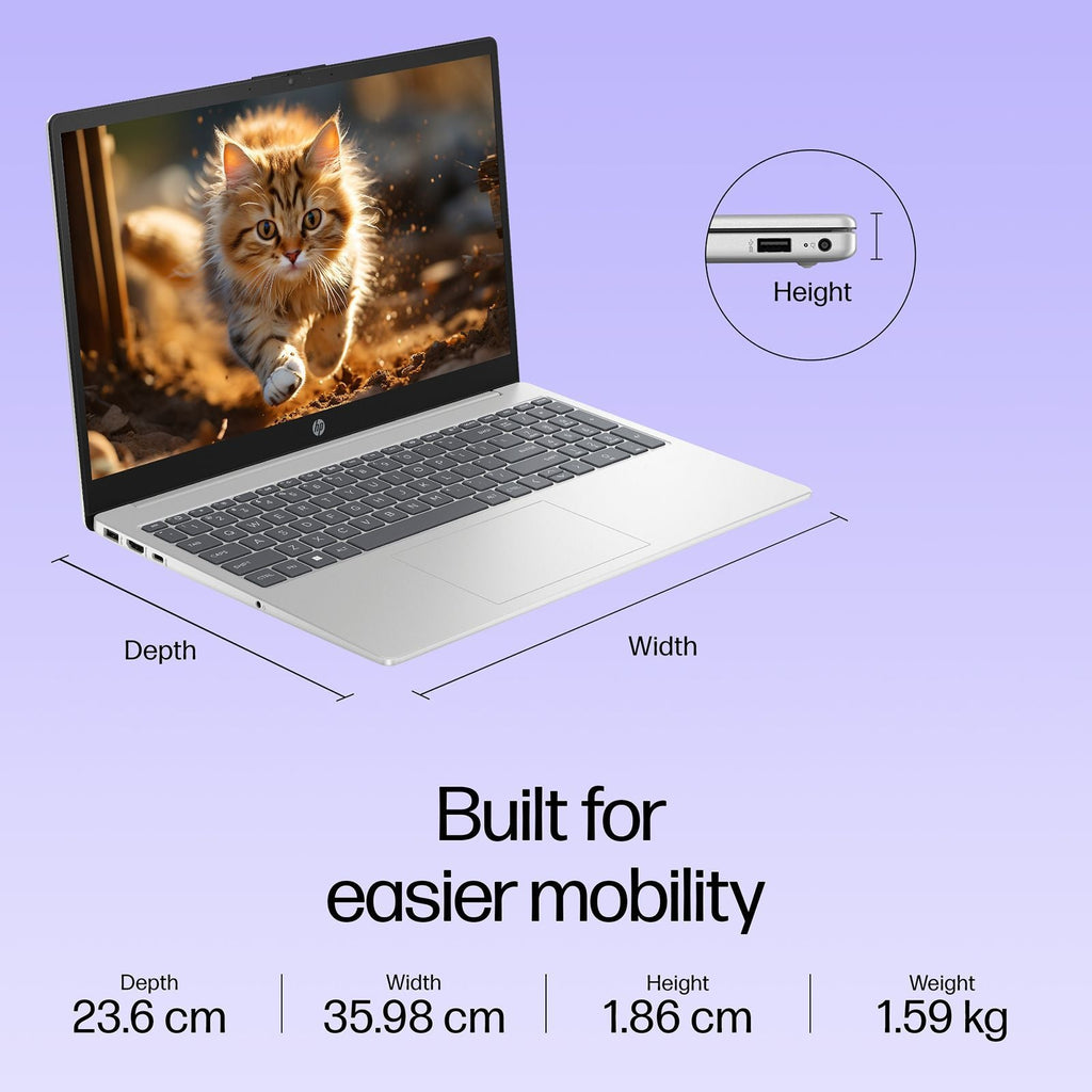HP 15-fd0691TU Thin & Light Laptop (12GB RAM, 512GB SSD, Windows 11 Home, 15.6 inch Full HD Display, Natural Silver, 1.59 KG)