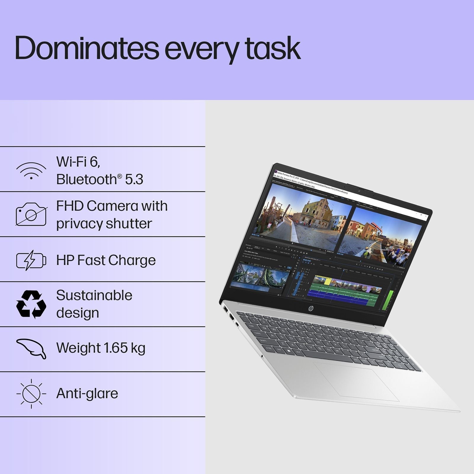 HP 15-fd1284TU Intel Core 3 Thin & Light Laptop (16GB, 512GB SSD, Windows 11 Home, 15.6 inch Full HD Display, Natural Silver, 1.65 KG)