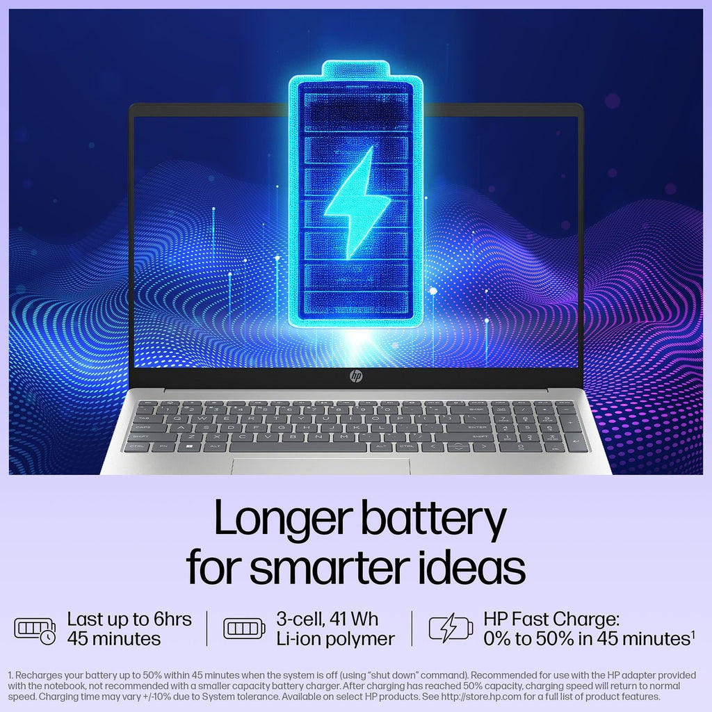 HP 15-fd1284TU Intel Core 3 Thin & Light Laptop (16GB, 512GB SSD, Windows 11 Home, 15.6 inch Full HD Display, Natural Silver, 1.65 KG)