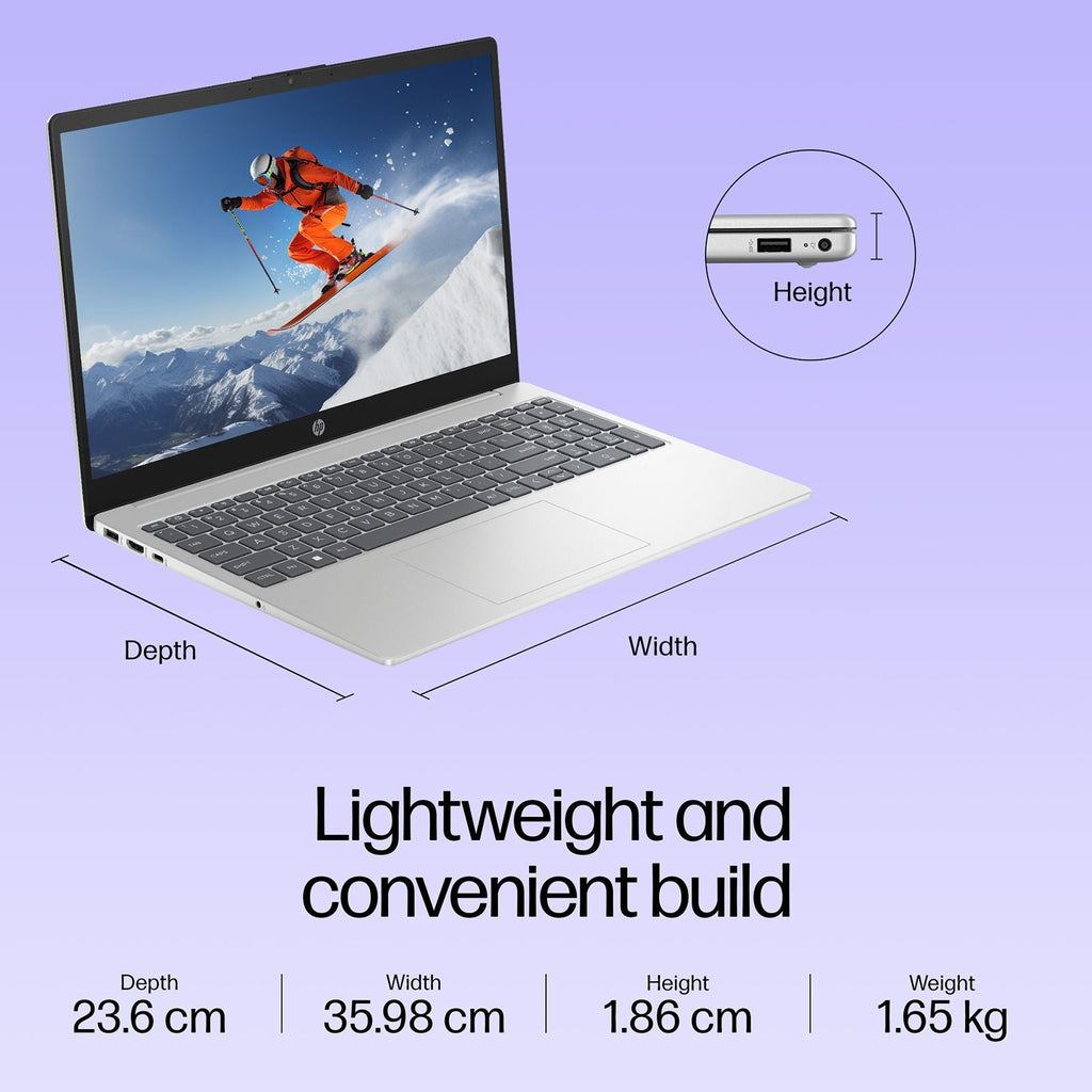 HP 15-fd1284TU Intel Core 3 Thin & Light Laptop (16GB, 512GB SSD, Windows 11 Home, 15.6 inch Full HD Display, Natural Silver, 1.65 KG)