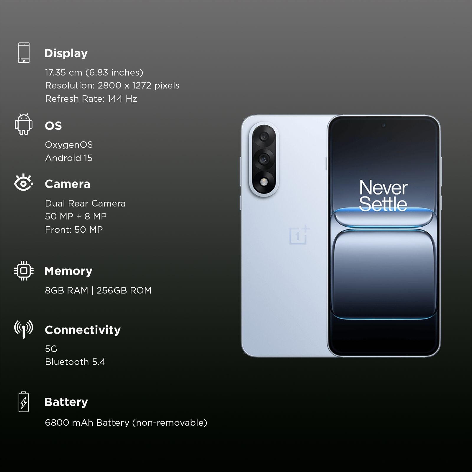 OnePlus Nord 5 5G (8GB RAM, 256GB, Dry Ice)