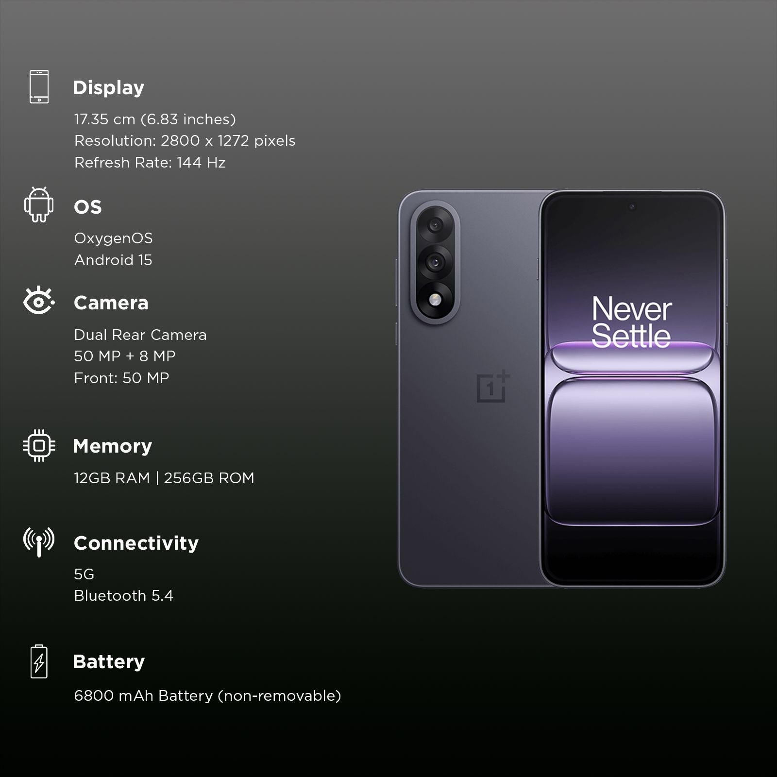 OnePlus Nord 5 5G (12GB RAM, 256GB, Phantom Grey)