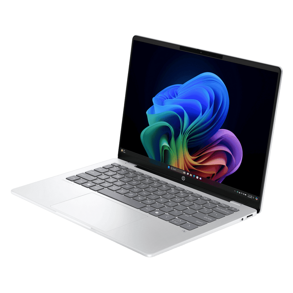 HP OmniBook 5 14-he0015QU Qualcomm Snapdragon X Thing & Light Laptop (16GB, 1TB SSD, Windows 11 Home, 14 inch 2K OLED Display, MS Office Home 2024, Glacier Silver, 1.35 KG)