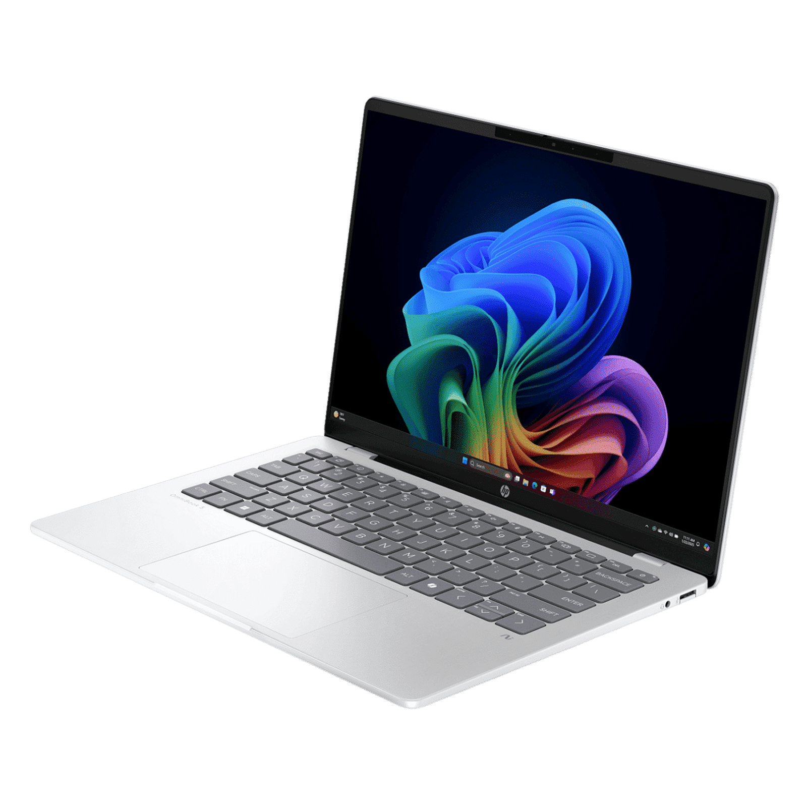 HP OmniBook 5 14-he0015QU Qualcomm Snapdragon X Thing & Light Laptop (16GB, 1TB SSD, Windows 11 Home, 14 inch 2K OLED Display, MS Office Home 2024, Glacier Silver, 1.35 KG)