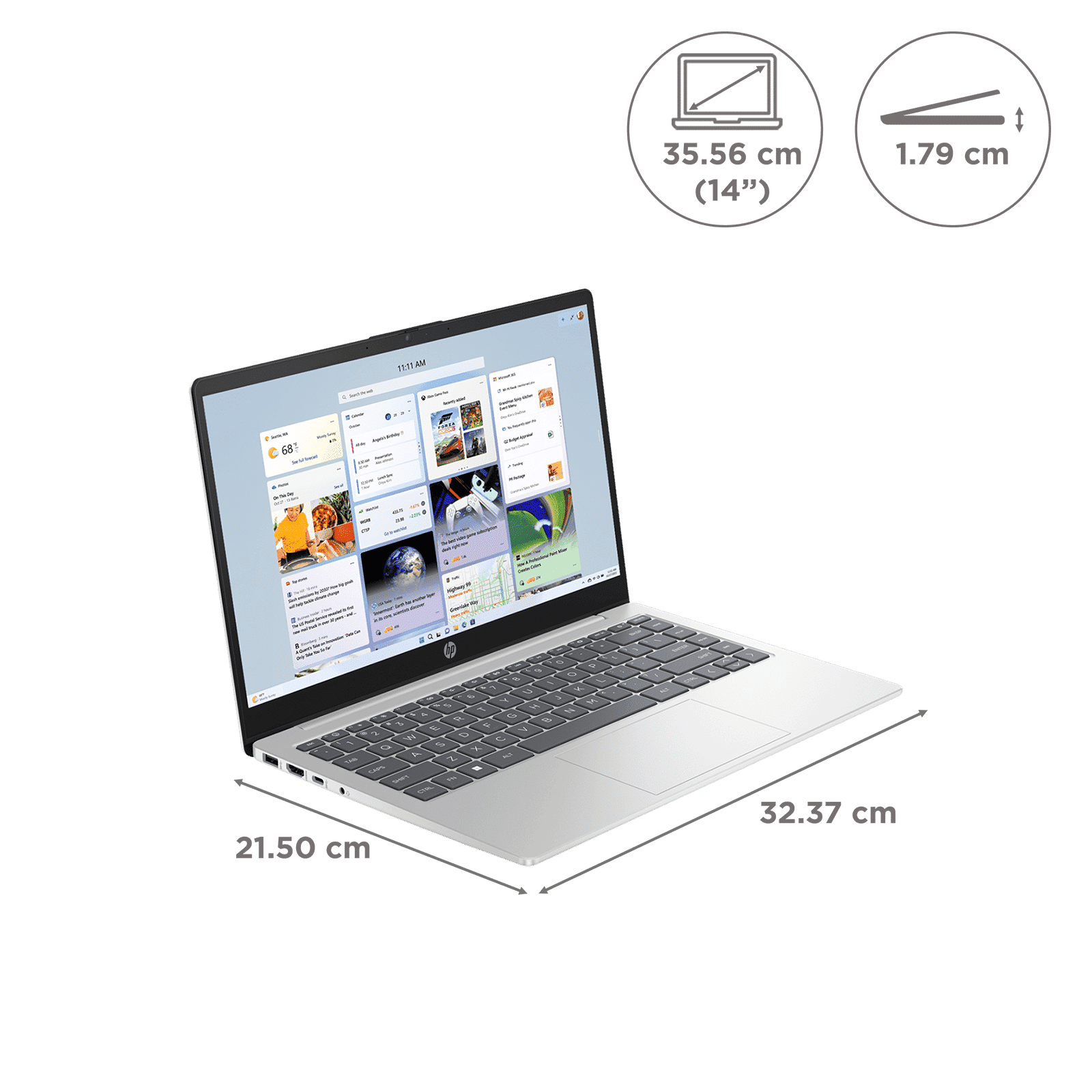 HP 14-gr1028TU Intel Core Ultra 7 Thin & Light Laptop (16GB, 512GB SSD, Windows 11 Home, 14 inch Full HD Display, Natural Silver, 1.4 KG)