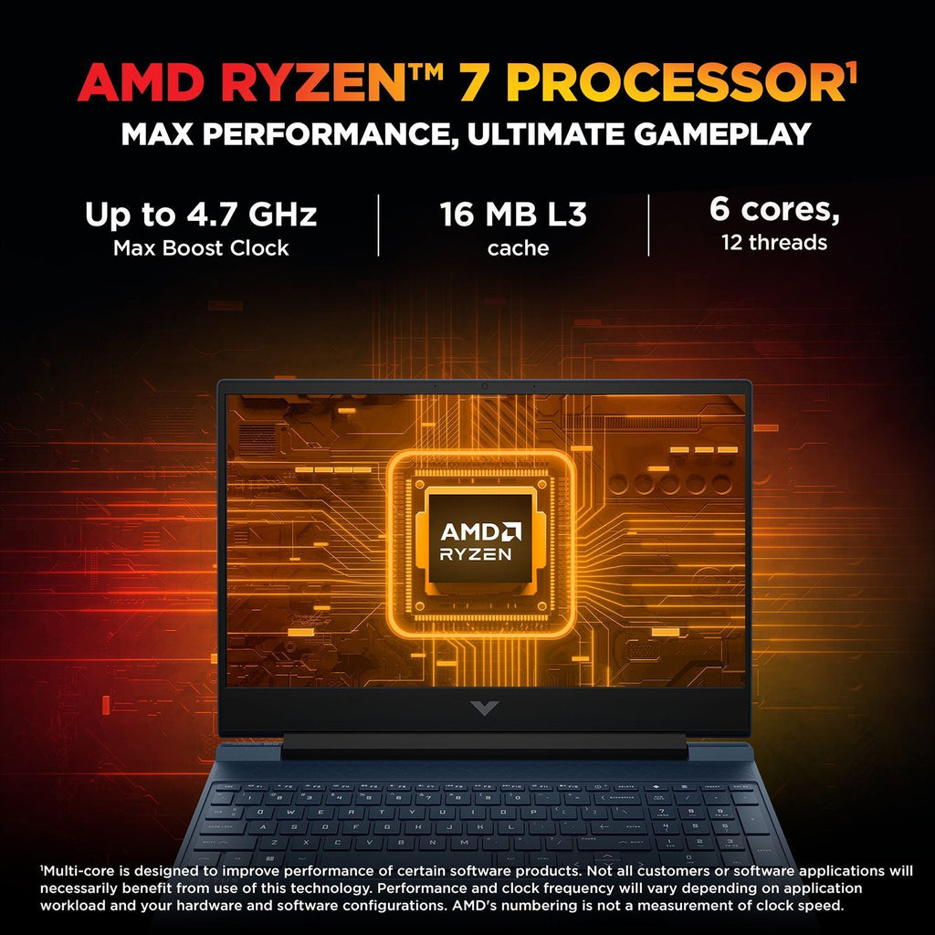 HP Victus 15-fb3125AX AMD Ryzen 7 Gaming Laptop (16GB, 512GB SSD, Windows 11 Home, 15.6 inch 144 Hz Full HD IPS Display, NVIDIA GeForce RTX 3050, Performance Blue, 2.29 KG)
