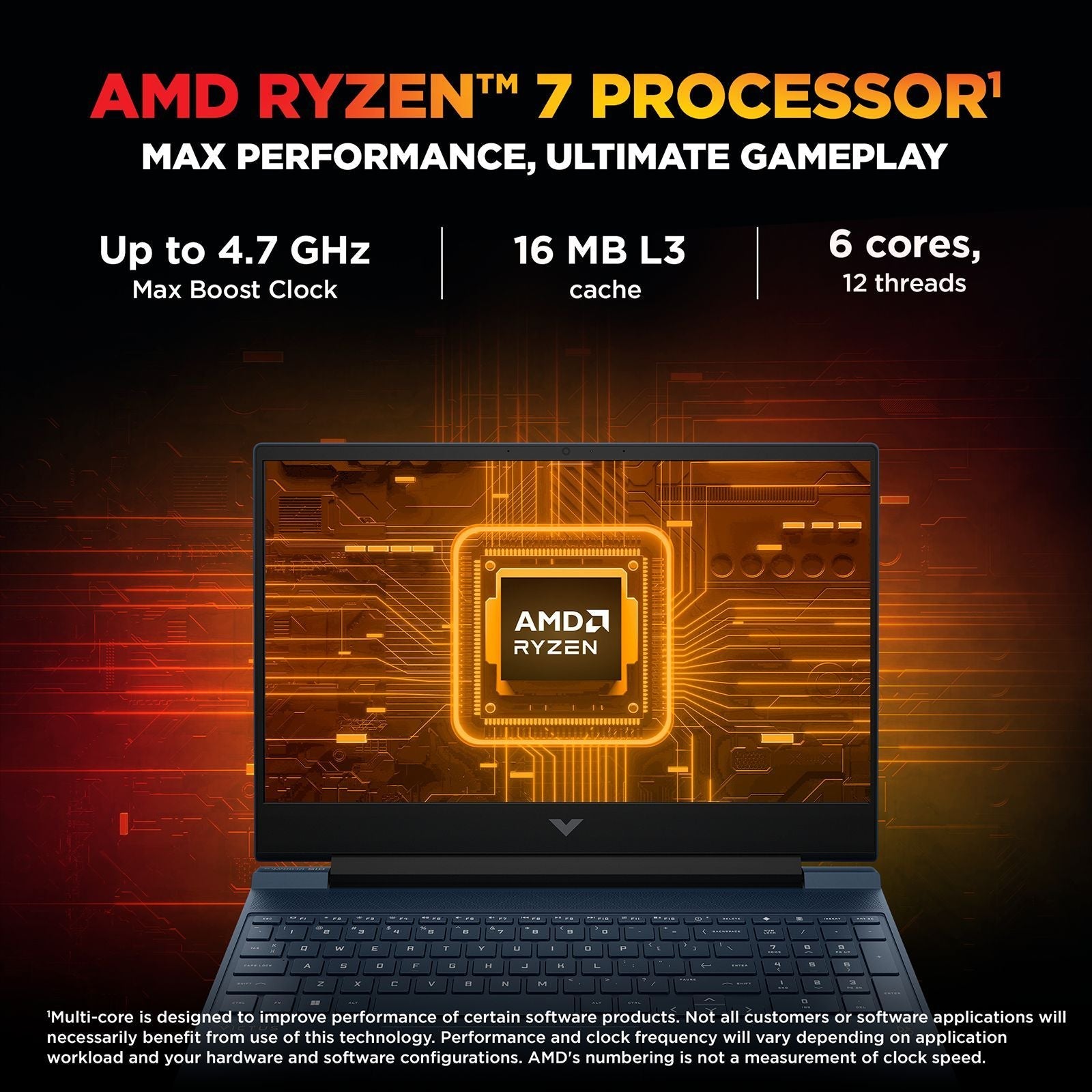 HP Victus 15-fb3125AX AMD Ryzen 7 Gaming Laptop (16GB, 512GB SSD, Windows 11 Home, 15.6 inch 144 Hz Full HD IPS Display, NVIDIA GeForce RTX 3050, Performance Blue, 2.29 KG)