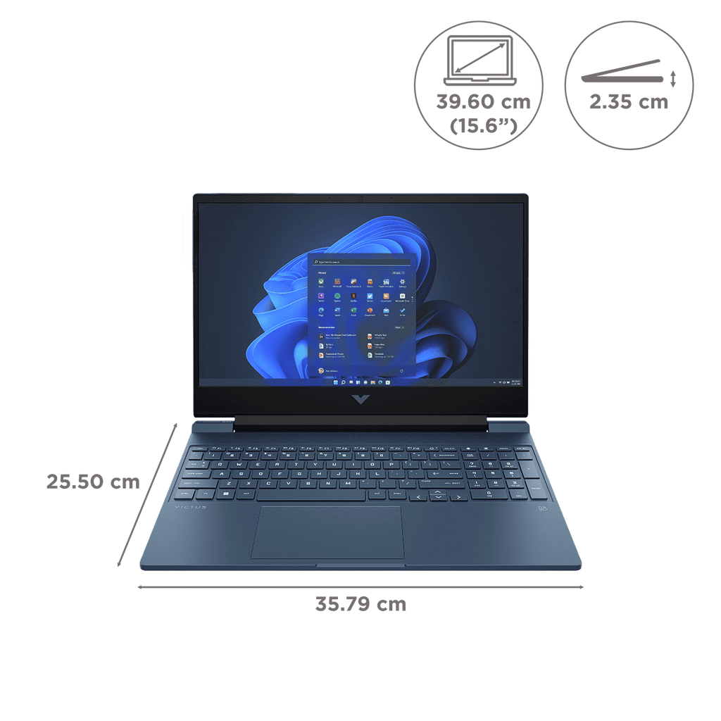HP Victus 15-fb3125AX AMD Ryzen 7 Gaming Laptop (16GB, 512GB SSD, Windows 11 Home, 15.6 inch 144 Hz Full HD IPS Display, NVIDIA GeForce RTX 3050, Performance Blue, 2.29 KG)