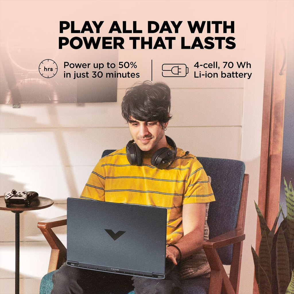 HP Victus 15-fa2309TX Intel Core i7 13th Gen Gaming Laptop (24GB, 1TB SSD, Windows 11 Home, 8GB Graphics, 15.6 Inch 144 Hz Full HD IPS Display, NVIDIA GeForce RTX 5050, MS Office Home 2024, Mica Silver, 2.29 KG)
