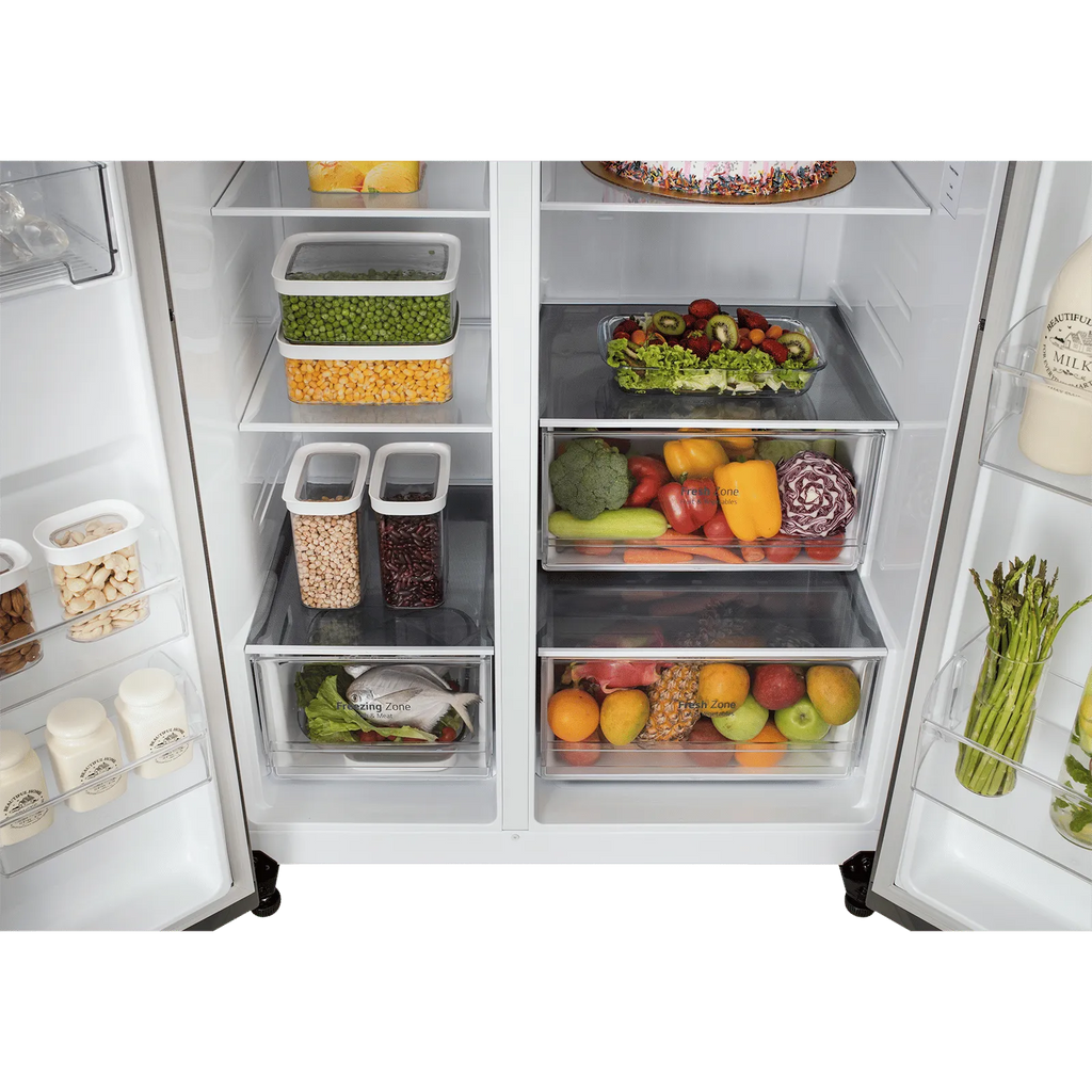 LG 650 Litres 3 Star Frost Free Side by Side Refrigerator (GL- B257HPZ3, Shiny  Steel)