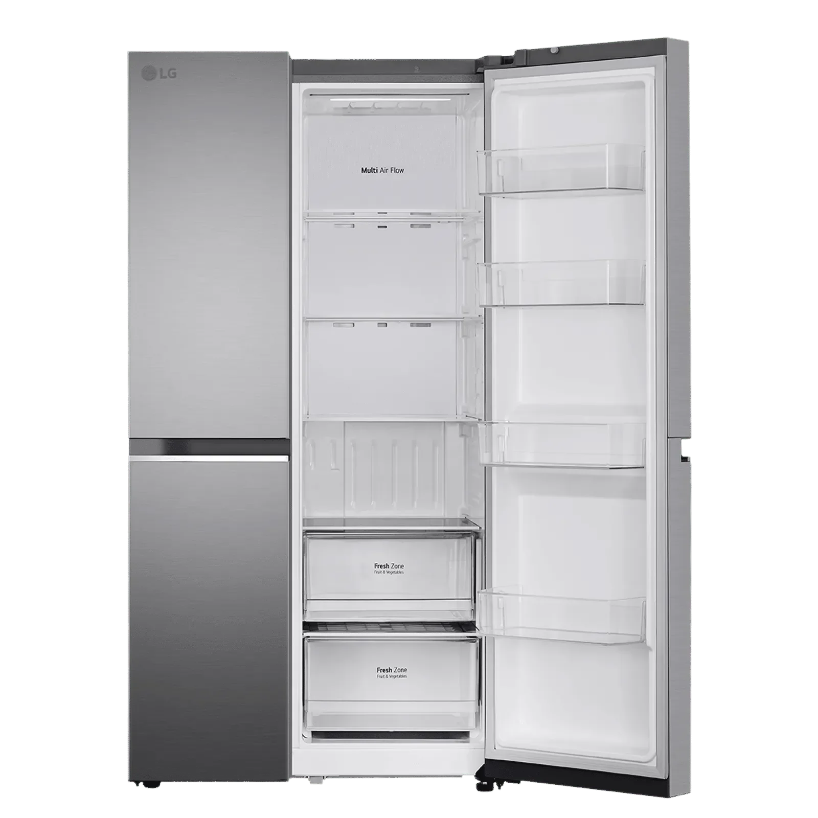 LG 650 Litres 3 Star Frost Free Side by Side Refrigerator (GL- B257HPZ3, Shiny  Steel)