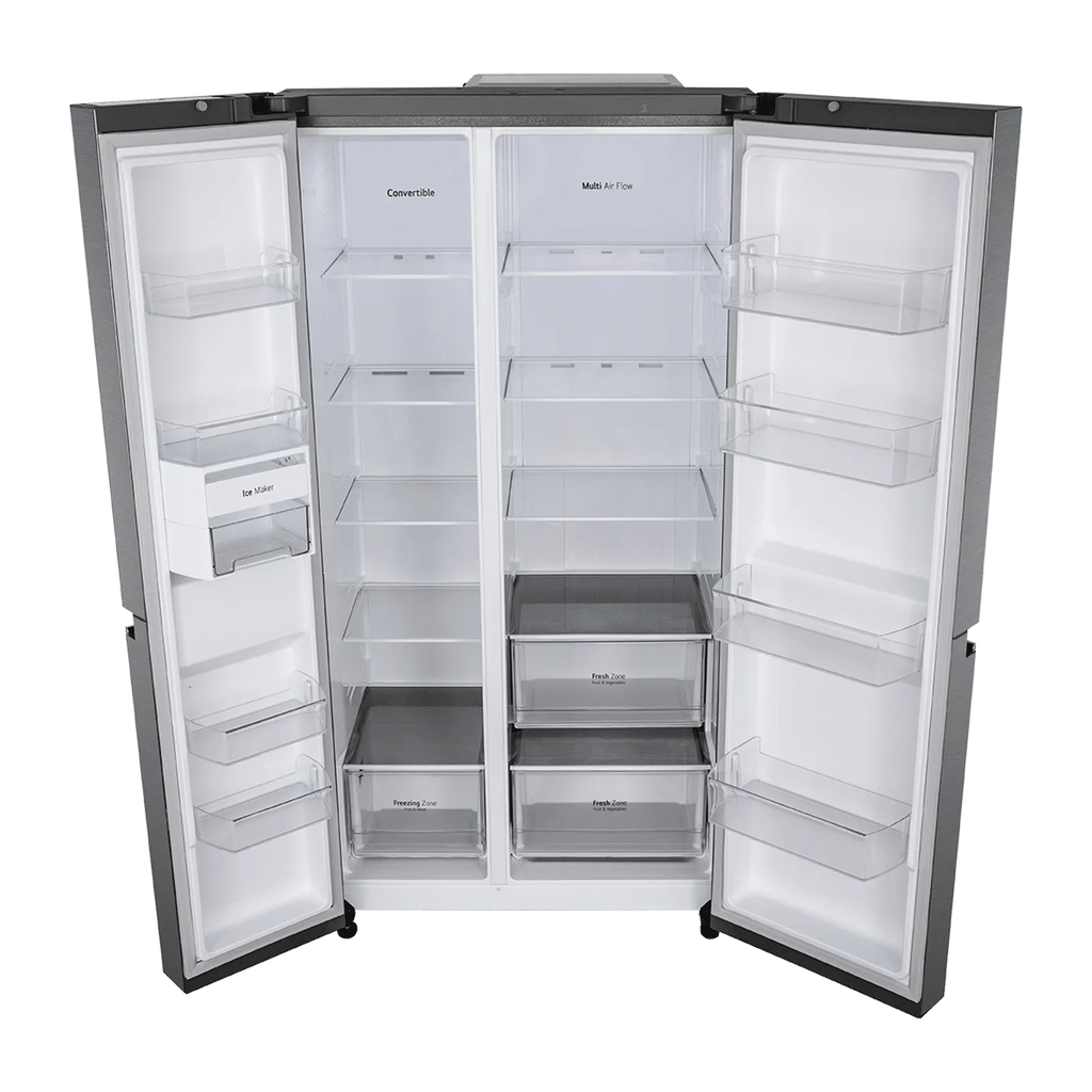LG 650 Litres 3 Star Frost Free Side by Side Refrigerator (GL- B257HPZ3, Shiny  Steel)
