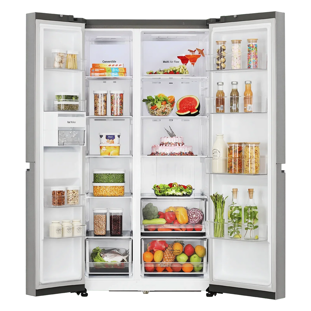 LG 650 Litres 3 Star Frost Free Side by Side Refrigerator (GL- B257HPZ3, Shiny  Steel)