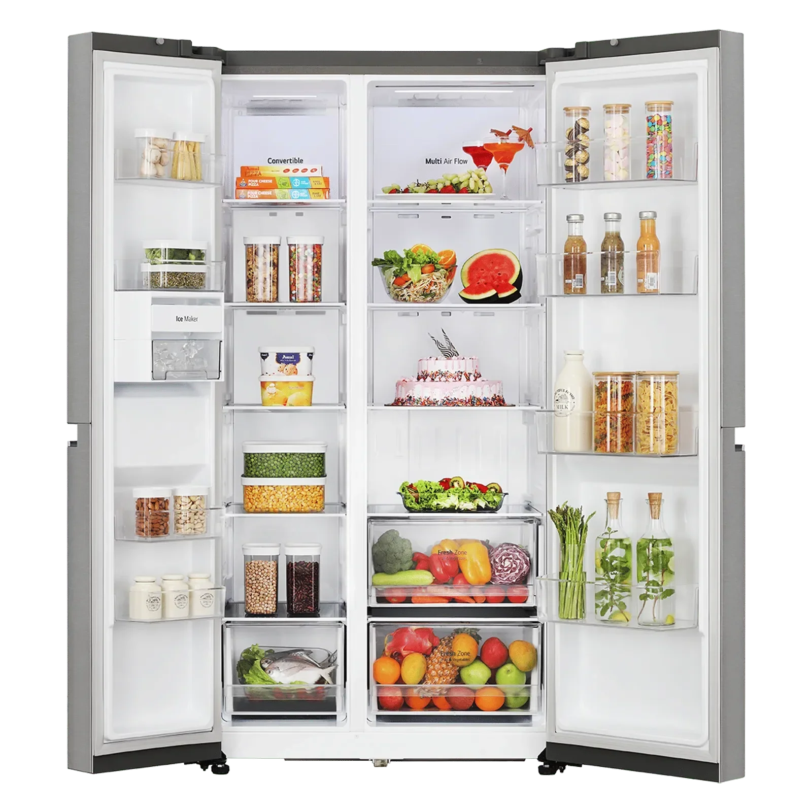 LG 650 Litres 3 Star Frost Free Side by Side Refrigerator (GL- B257HPZ3, Shiny  Steel)