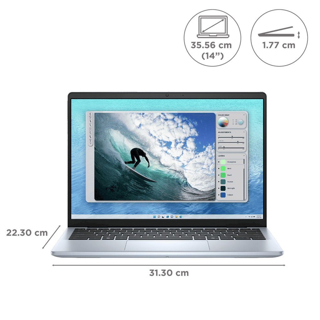 Dell Inspiron 14 5440 Intel Core i3 13th Gen Thin & Light Laptop (8GB, 512GB SSD, Windows 11, 14 inch FHD+ WVA Display, MS Office 2021, Ice Blue, 1.53 KG)