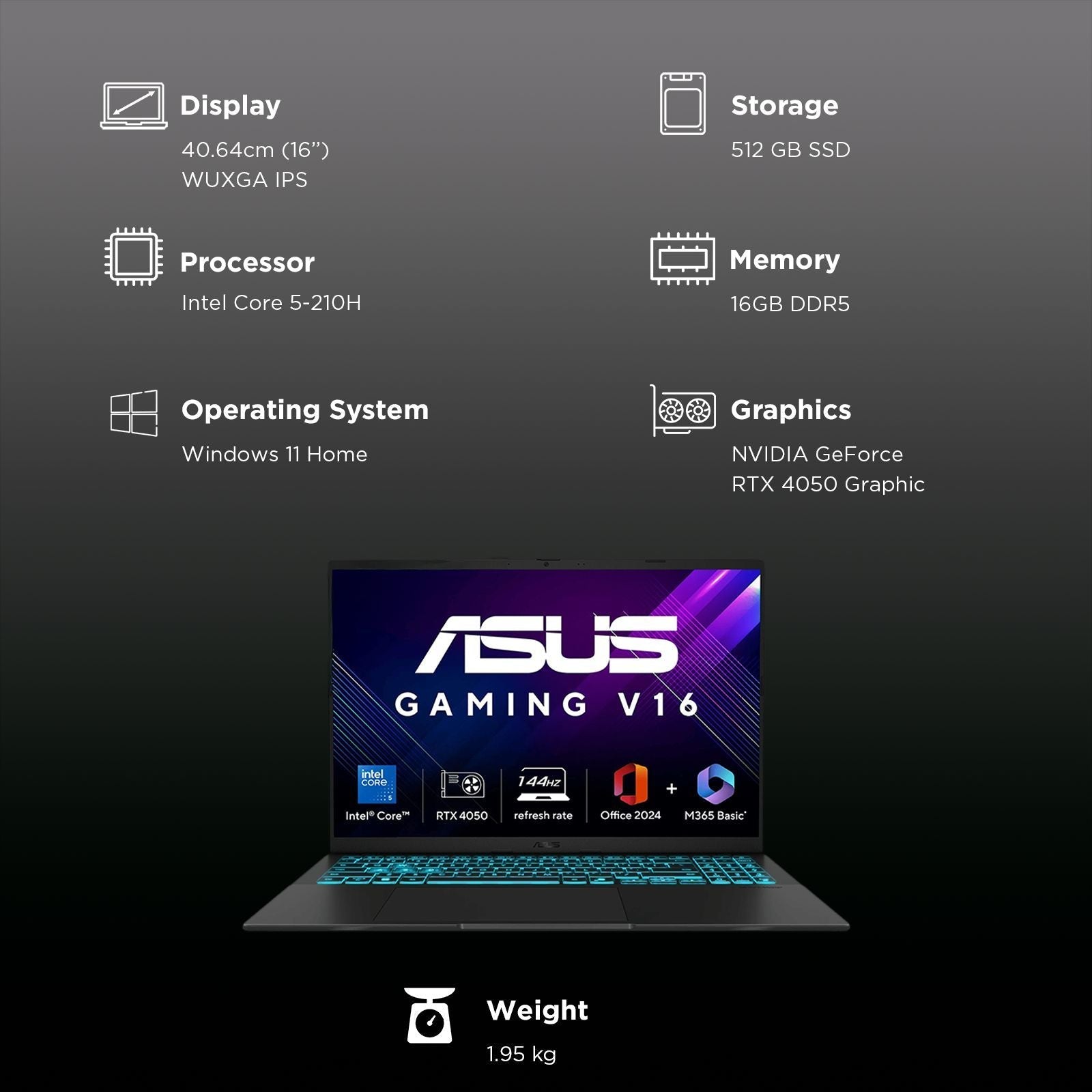 ASUS V16 V3607VU-RP550WS Intel Core 5 Gaming Laptop