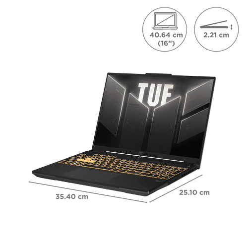 ASUS TUF F16 FX677VU-RL055WS Intel Core 5 Gaming Laptop (16GB, 512GB SSD, Windows 11 Home, 6GB Graphics, 16 inch 144 Hz FHD+ WUXGA Display, NVIDIA GeForce RTX 4050, MS Office Home 2024, Mecha Gray, 2.20 KG)