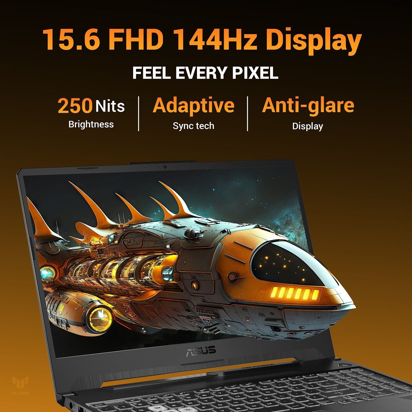 ASUS TUF FA506NCG-HN200WS AMD Ryzen 7 Gaming Laptop (16GB, 512GB SSD, Windows 11 Home, 4GB Graphics, 15.6 inch 144 Hz WUXGA Full HD Display, NVIDIA GeForce RTX 3050, MS Office Home 2024, Graphite Black, 2.3 KG)