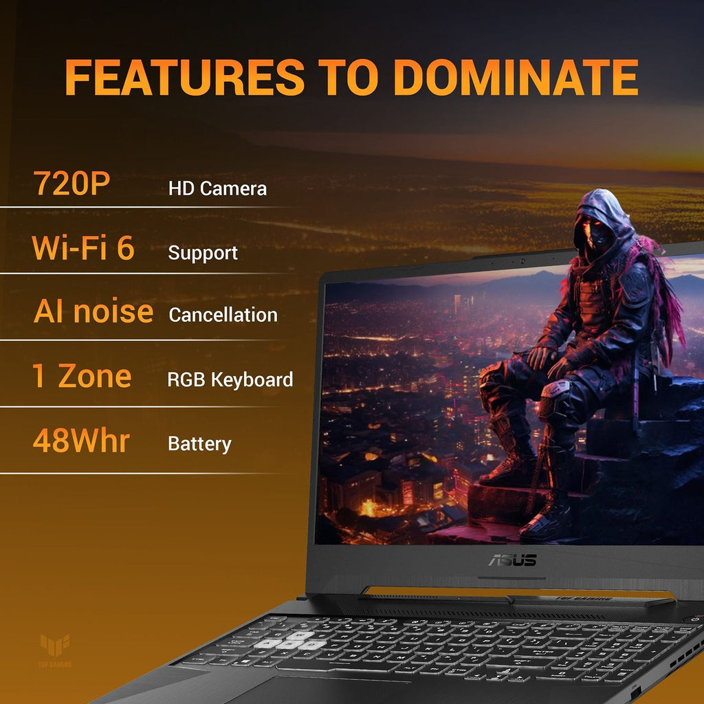 ASUS TUF FA506NCG-HN200WS AMD Ryzen 7 Gaming Laptop (16GB, 512GB SSD, Windows 11 Home, 4GB Graphics, 15.6 inch 144 Hz WUXGA Full HD Display, NVIDIA GeForce RTX 3050, MS Office Home 2024, Graphite Black, 2.3 KG)