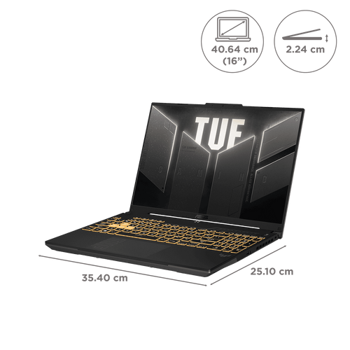 ASUS TUF A16 FA607NUG-RL189WS AMD Ryzen 7 Gaming Laptop (16GB, 1TB SSD, Windows 11 Home, 6GB Graphics, 16 inch 144 Hz WUXGA Display, NVIDIA GeForce RTX 4050, MS Office Home 2024, Mecha Gray, 4.48 KG)