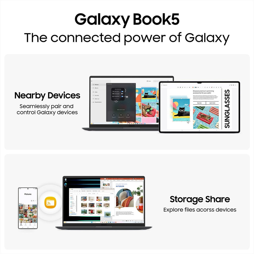 SAMSUNG Galaxy Book5 Intel Core Ultra 7 Thin & Light Laptop (16GB, 512GB SSD, Windows 11 Home, 15.6 inch Full HD IPS Display, MS Office Home 2024, Gray, 1.55 KG)