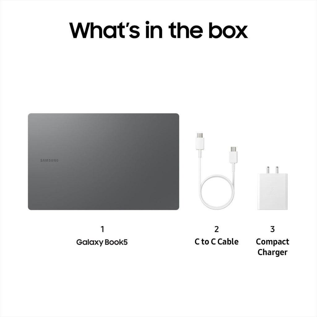SAMSUNG Galaxy Book5 Intel Core Ultra 7 Thin & Light Laptop (16GB, 512GB SSD, Windows 11 Home, 15.6 inch Full HD IPS Display, MS Office Home 2024, Gray, 1.55 KG)