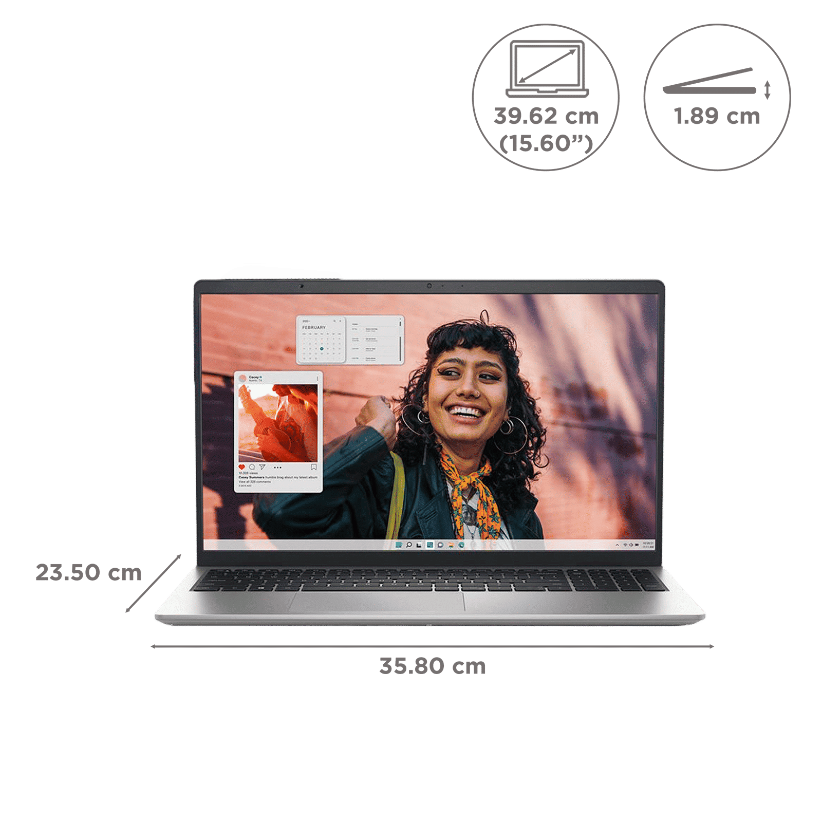 DELL DC 15250 Intel Core 3 Thin & Light Laptop (8GB, 512GB SSD, Windows 11, 15.6 inch Full HD Display, MS Office Home 2024, Platinum Silver, 1.66 KG)