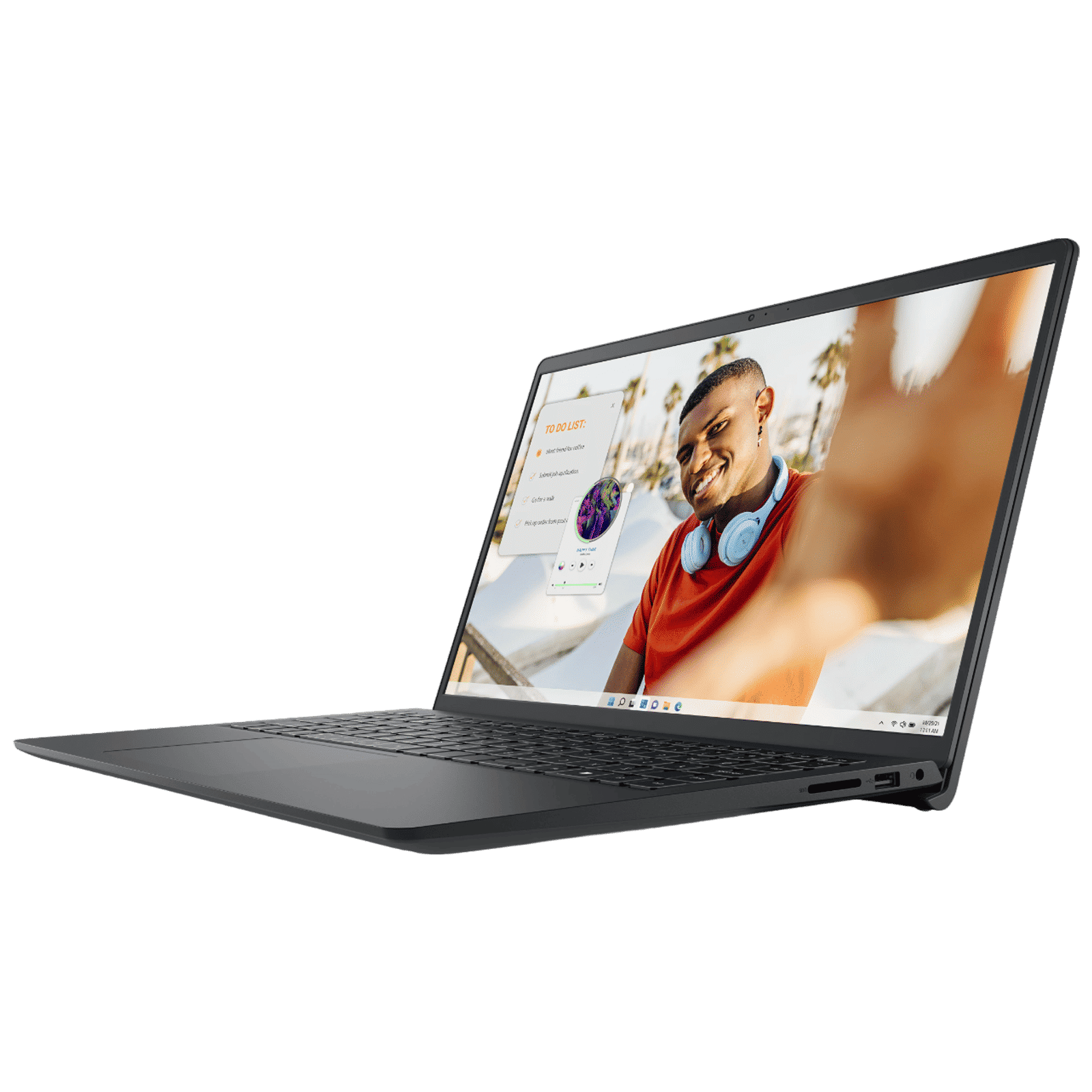 DELL DC15255 AMD Ryzen 5 Thin & Light Laptop (8GB, 512GB SSD, Windows 11, 15.6 inch Full HD Display, MS Office Home 2024, Carbon Black, 1.66 KG)