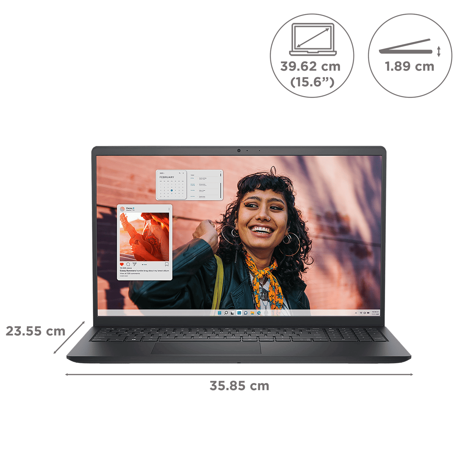 DELL Inspiron 15 Intel Core i5 13th Gen Thin & Light Laptop (8GB, 512GB SSD, Windows 11 Home, 15.6 inch Full HD IPS Display, MS Office Home, Carbon Black, 1.62 KG)