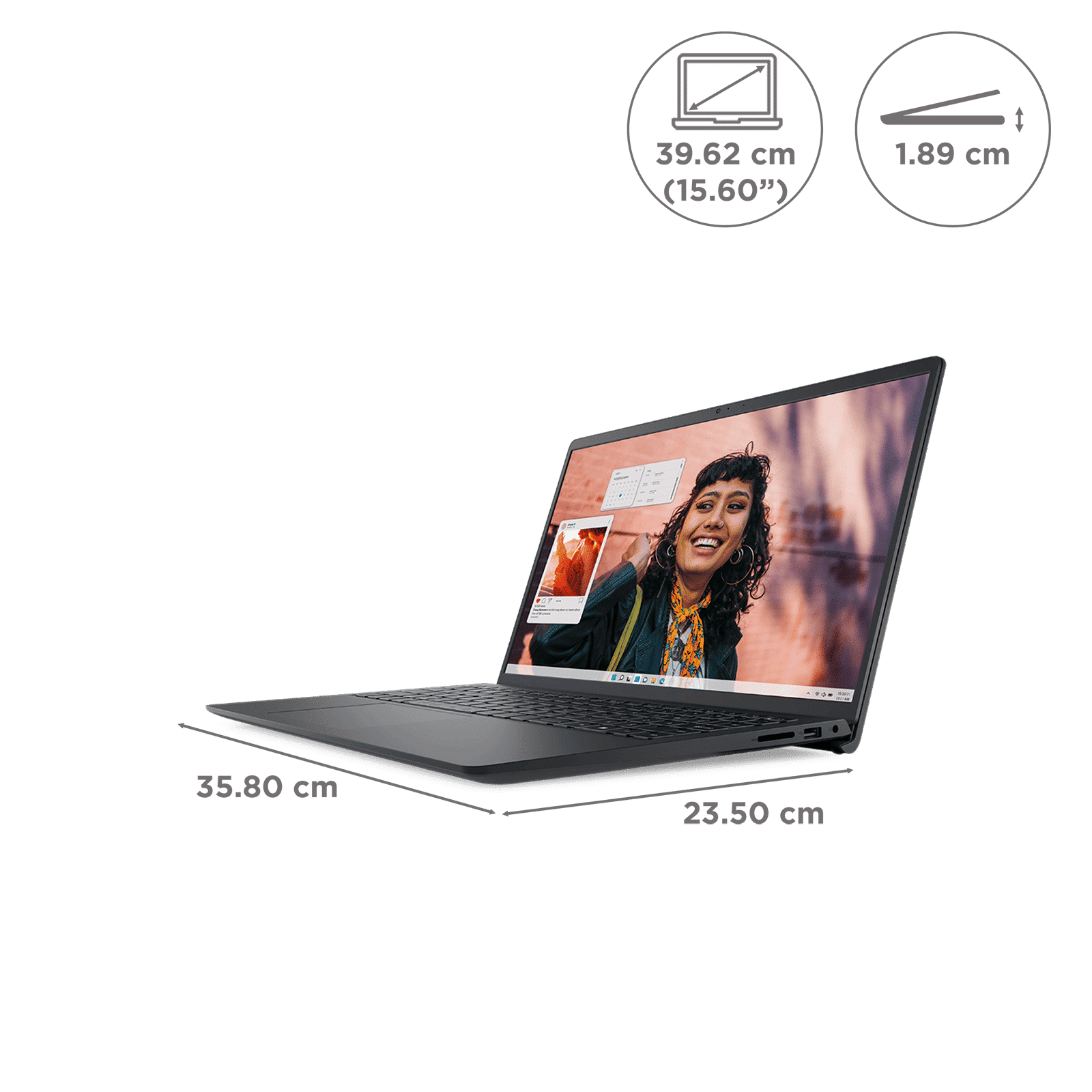 DELL DC 15250 Intel Core 3 Thin & Light Laptop (8GB, 512GB SSD, Windows 11, 15.6 inch Full HD IPS Display, MS Office Home 2024, Carbon Black, 1.66 KG)
