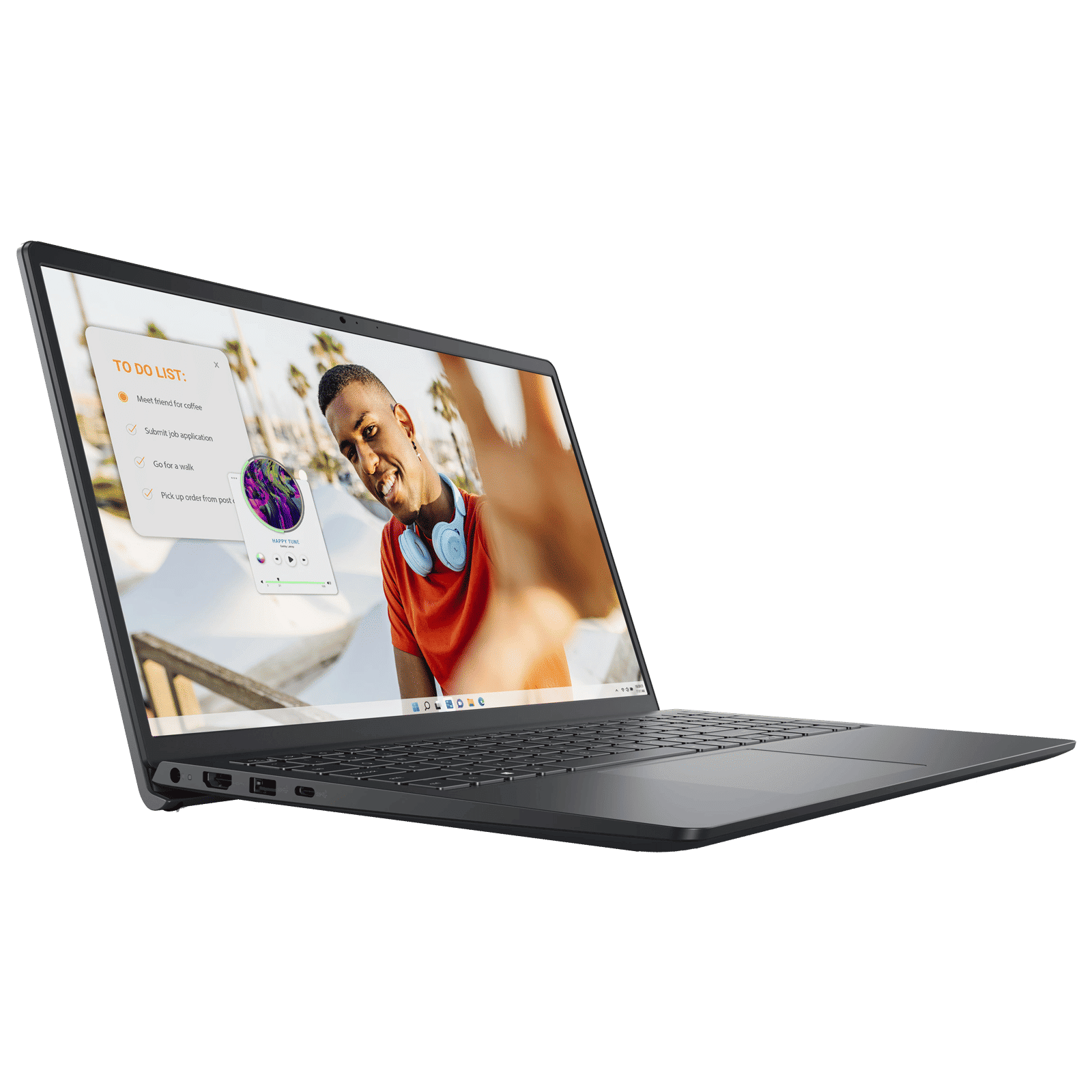 DELL DC15255 AMD Ryzen 3 Thin & Light Laptop (8GB, 512GB SSD, Windows 11, 15.6 inch Full HD IPS Display, MS Office Home 2024, Carbon Black, 1.66 KG)
