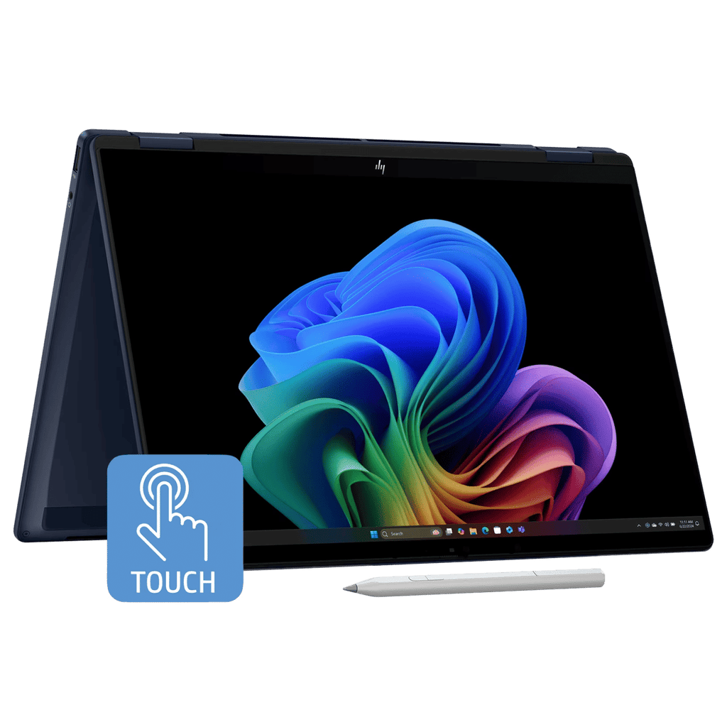 HP OmniBook X Flip 14-fm0100TU Intel Core Ultra 7 Touchscreen 2-in-1 Laptop (16GB, 1TB SSD, Windows 11 Home, 14 inch OLED Display, MS Office Home 2024, Atmospheric Blue, 1.38 KG)