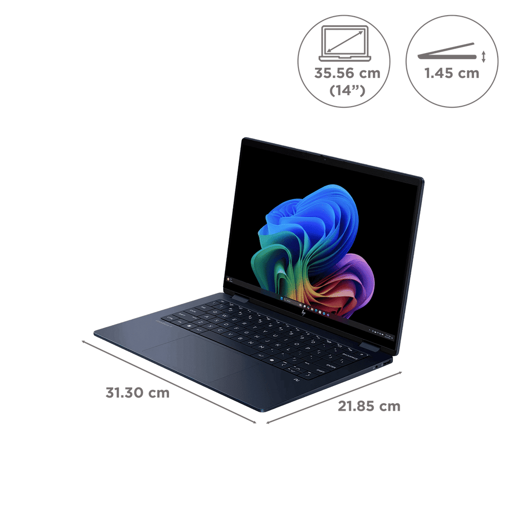 HP OmniBook X Flip 14-fm0100TU Intel Core Ultra 7 Touchscreen 2-in-1 Laptop (16GB, 1TB SSD, Windows 11 Home, 14 inch OLED Display, MS Office Home 2024, Atmospheric Blue, 1.38 KG)