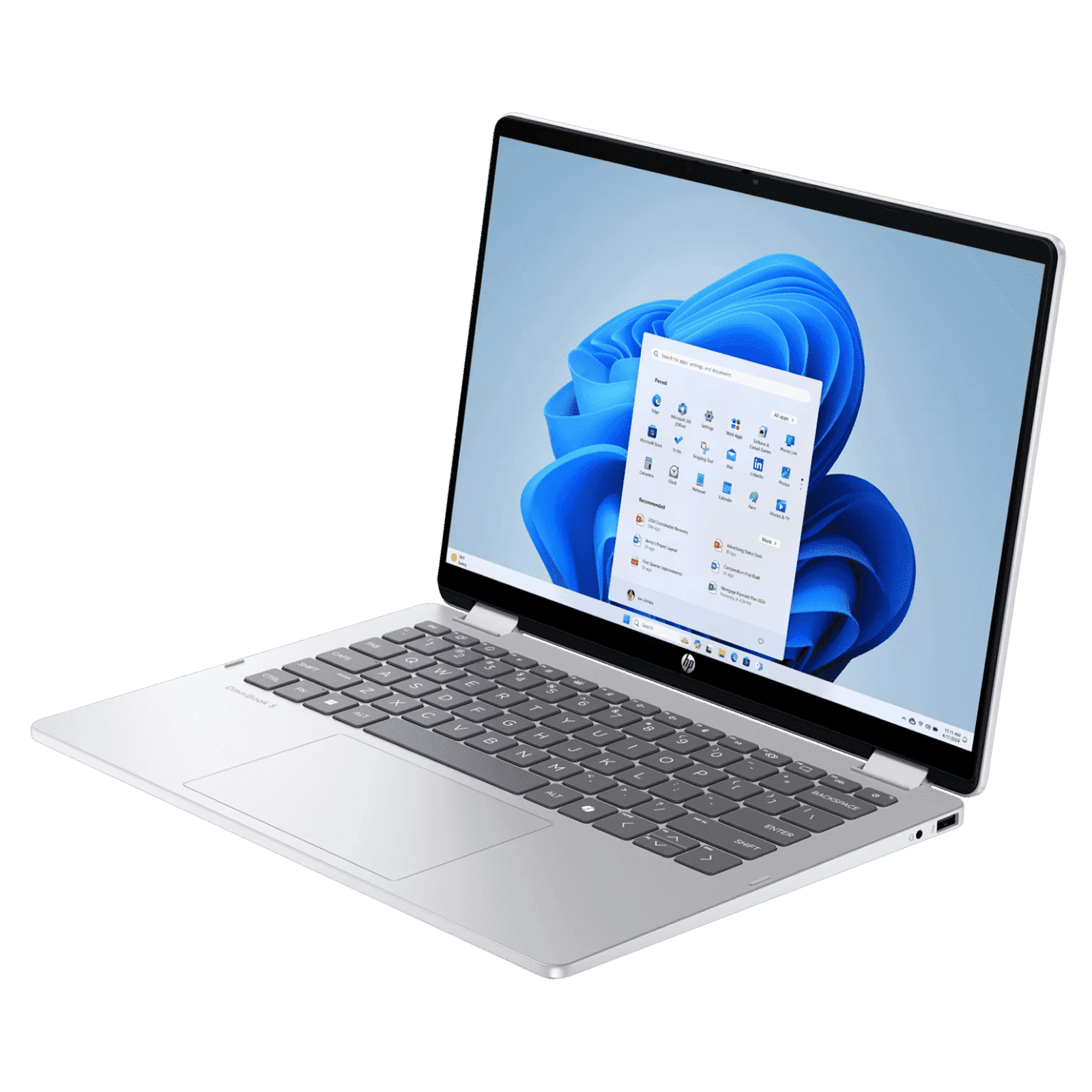 HP OmniBook 5 Flip Intel Core i5-1334U 13th Gen Touchscreen 2-in-1 Laptop (16GB RAM, 512GB SSD, Windows 11 Home, 14 inch 2K IPS Display, Microsoft Office Home 2024, Glacier Silver, 1.62 KG)