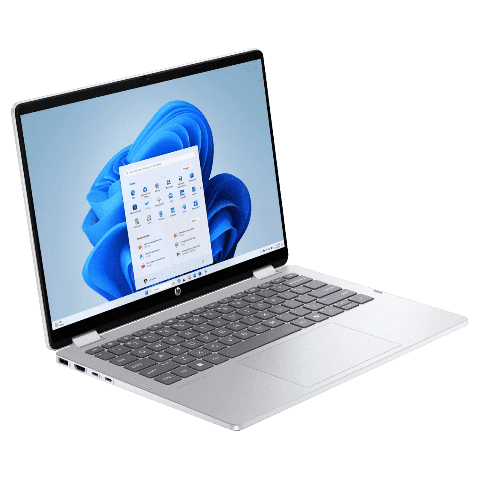 HP OmniBook 5 Flip Intel Core i5-1334U 13th Gen Touchscreen 2-in-1 Laptop (16GB RAM, 512GB SSD, Windows 11 Home, 14 inch 2K IPS Display, Microsoft Office Home 2024, Glacier Silver, 1.62 KG)