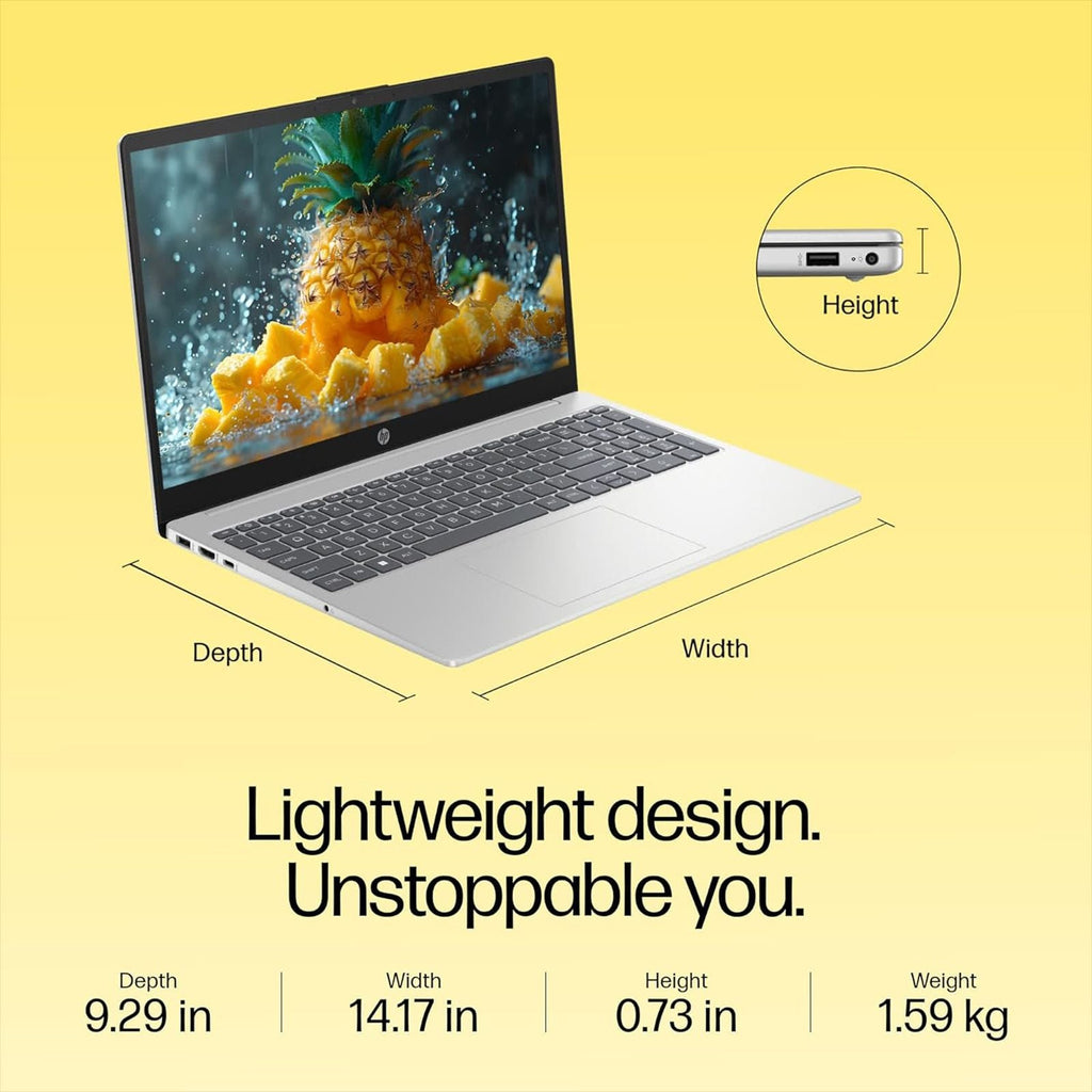 HP 15-fc0703AU AMD Ryzen 5 Thin & Light Laptop (16GB, 512GB SSD, Windows 11 Home, 15.6 inch Full HD Display, Natural Silver, 1.59 KG)