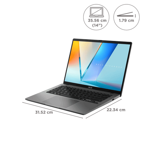 ASUS Vivobook S14 S3407VA-LY080WS Intel Core 5 13th Gen Thin & Light Laptop (16GB, 512GB SSD, Windows 11 Home, 14 inch WUXGA IPS Display, MS Office Home 2024, Matte Gray, 1.4 KG)