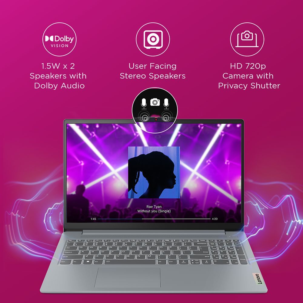 Lenovo IdeaPad Slim 3 15AMN8 AMD Ryzen 3 Laptop (8GB RAM, 512GB SSD, Windows 11 Home, 15.6 inch Full HD TN Display, MS Office Home 2024, Arctic Grey, 1.62 KG)